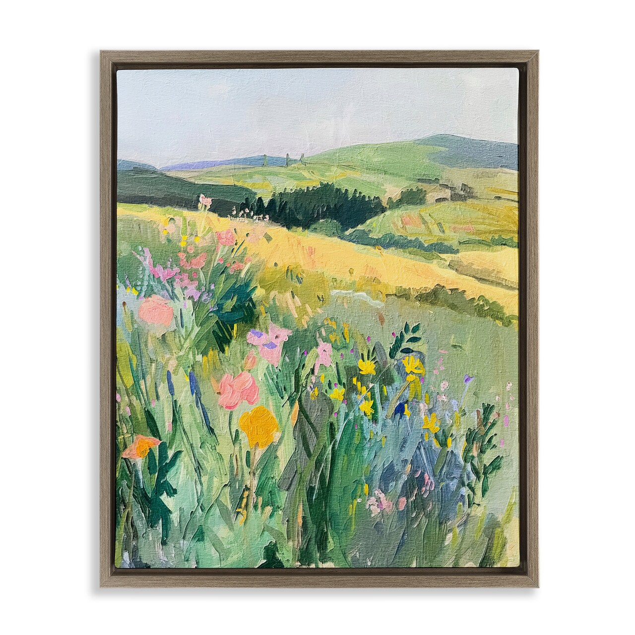 Stupell Industries Pastel Landscape Hills Floater Framed Canvas Wall Art Design by RileyB